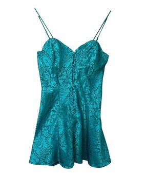 Vintage gold label Victoria’s Secret lingerie/ slip dress/ emerald/teal size XS